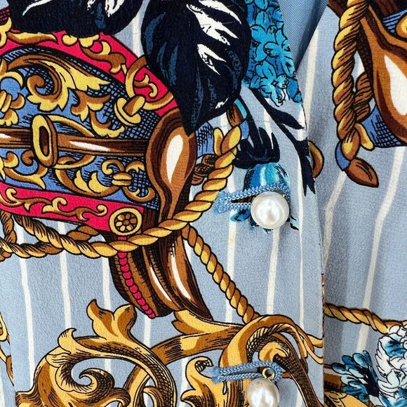 VTG 80s 90s Baroque Equestrian Vest Sz 4 Pearl Button Maximalist Statement Artsy - Picture 3 of 7